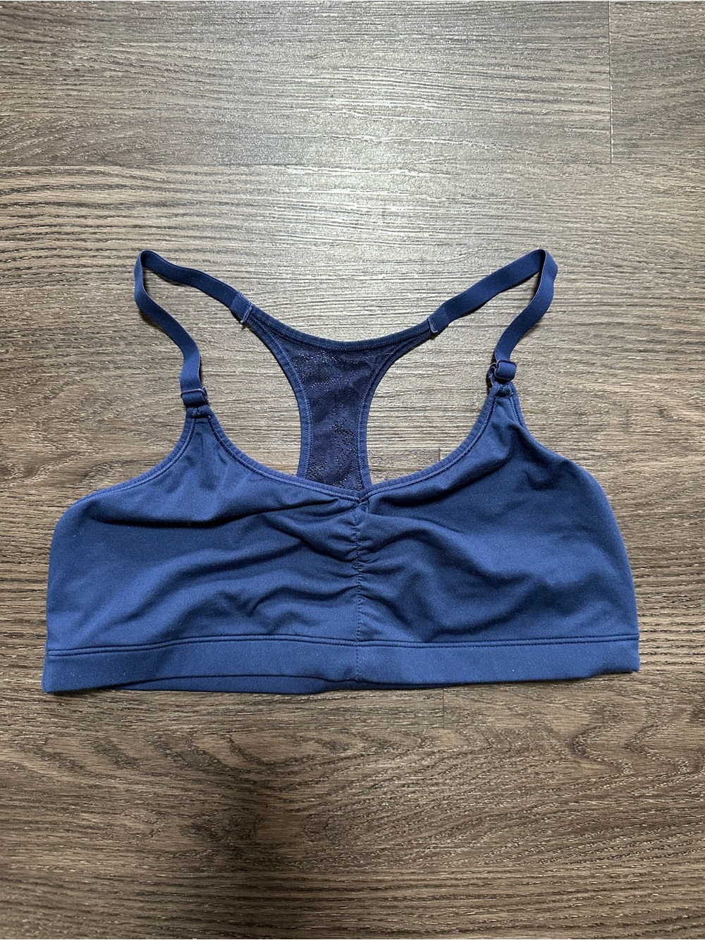 Hanes Navy Blue Lace Racerback Sports Bralette Sz L